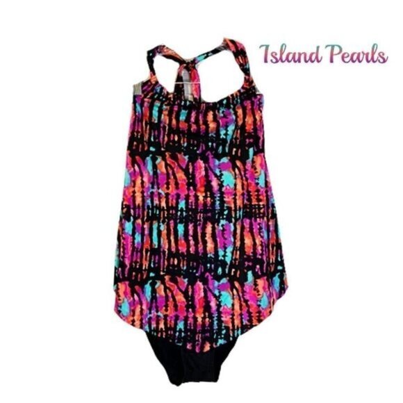 Island‎ Pearls Women's Halter Top Blouse Style One Piece Swimsuit - Picture 1 of 6